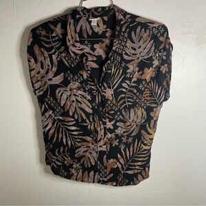 A New Day floral print V- Neck Collared Top​​